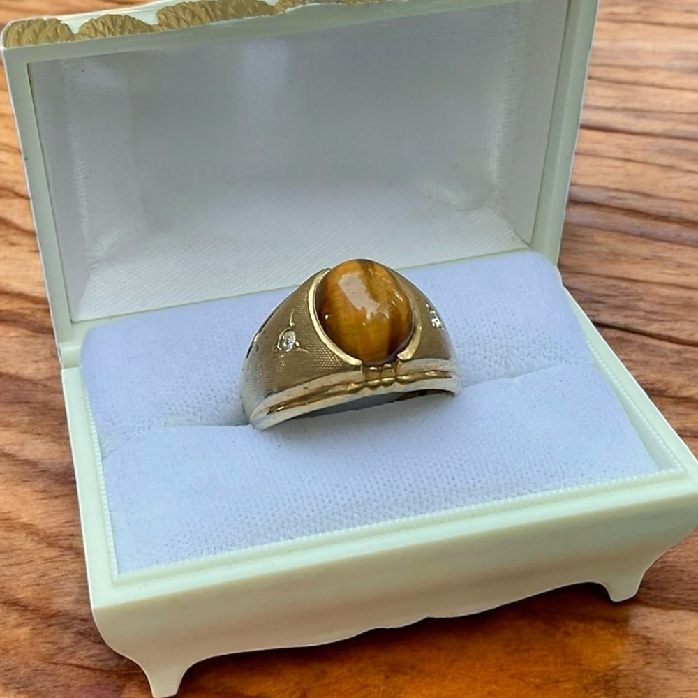 🌺Vintage 18K GE Tiger’s Eye Ring-Any Gender